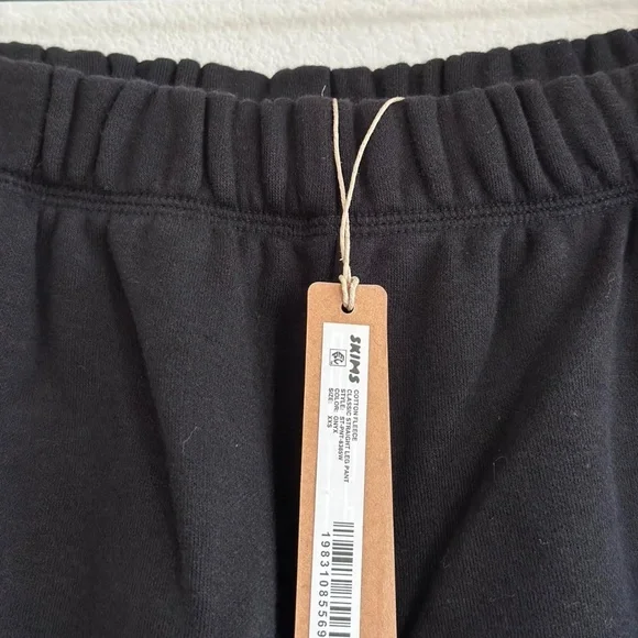 Skims Cotton Fleece Classic Straight Leg Pant in Onyx, Size XXS